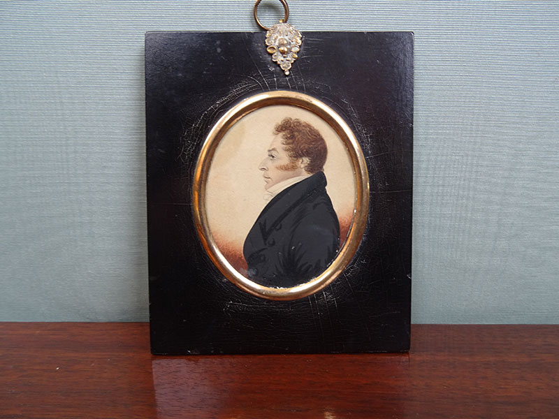19th century miniature watercolour portrait of a gentleman