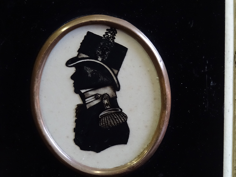 19th Century Reverse Glass Silhouette of an Admiral