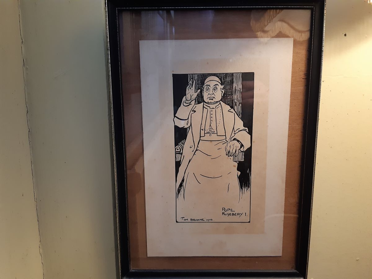 Pen & Ink caricature of Pope Rosebery I