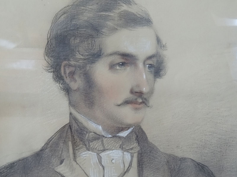 19th.century pastel/ charcoal portrait of a gentleman
