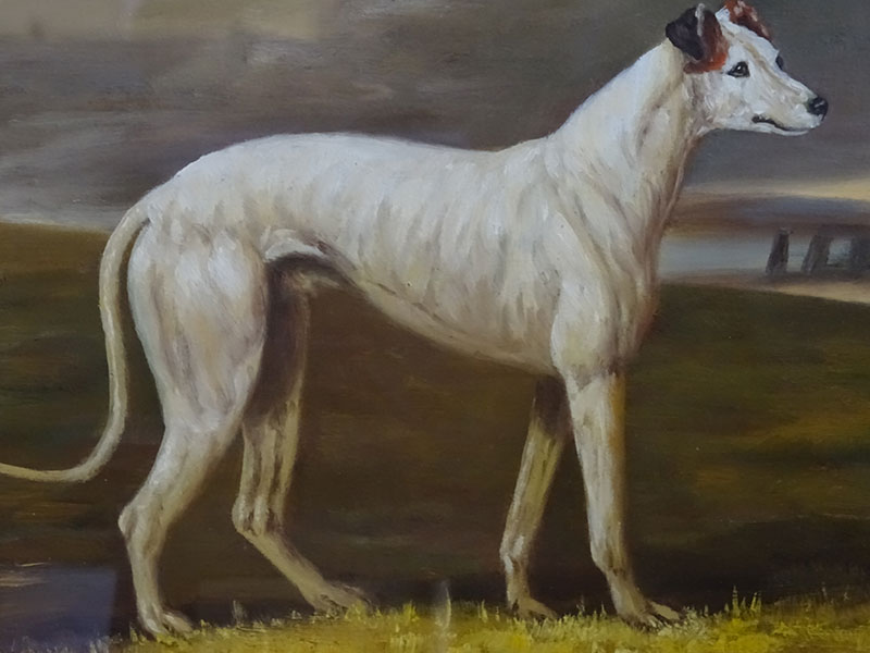 19th Century Oil Painting of a Greyhound