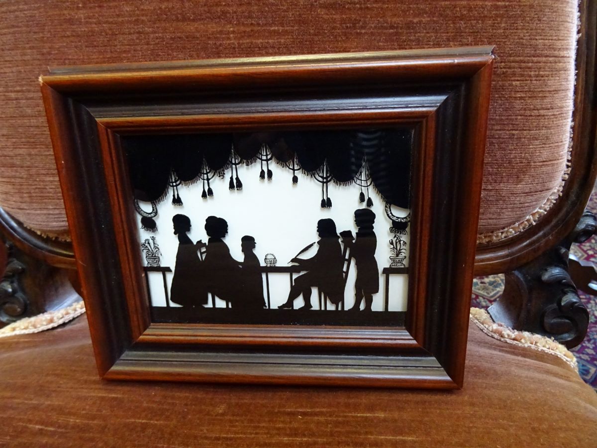Reverse painting on glass of family