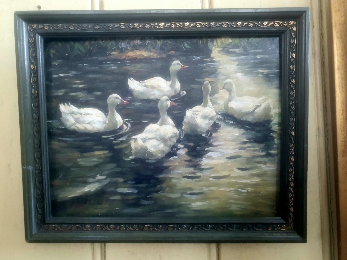 F. Peto - Swans On Oil Panel