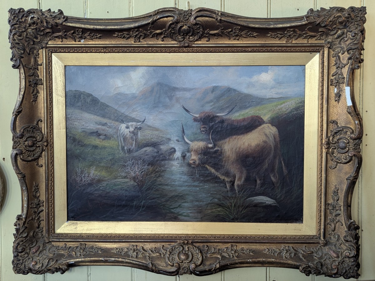 Edward Armfield (1817-1896) Oil On Canvas, Highland Cattle