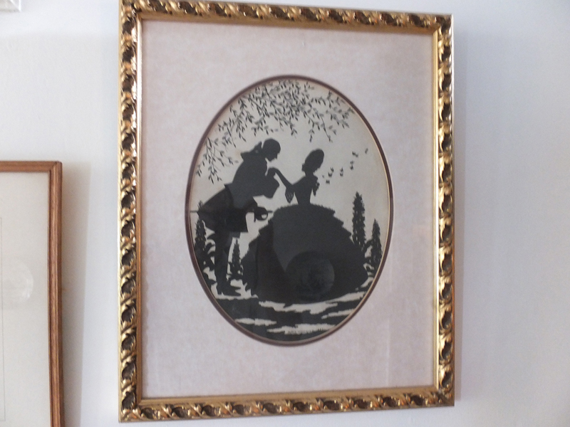 Pair 1920's painted slhouettes Adele Schoder