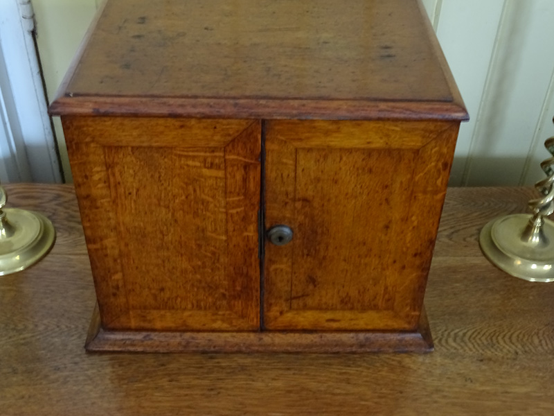 Edwardian oak stationery cabinet