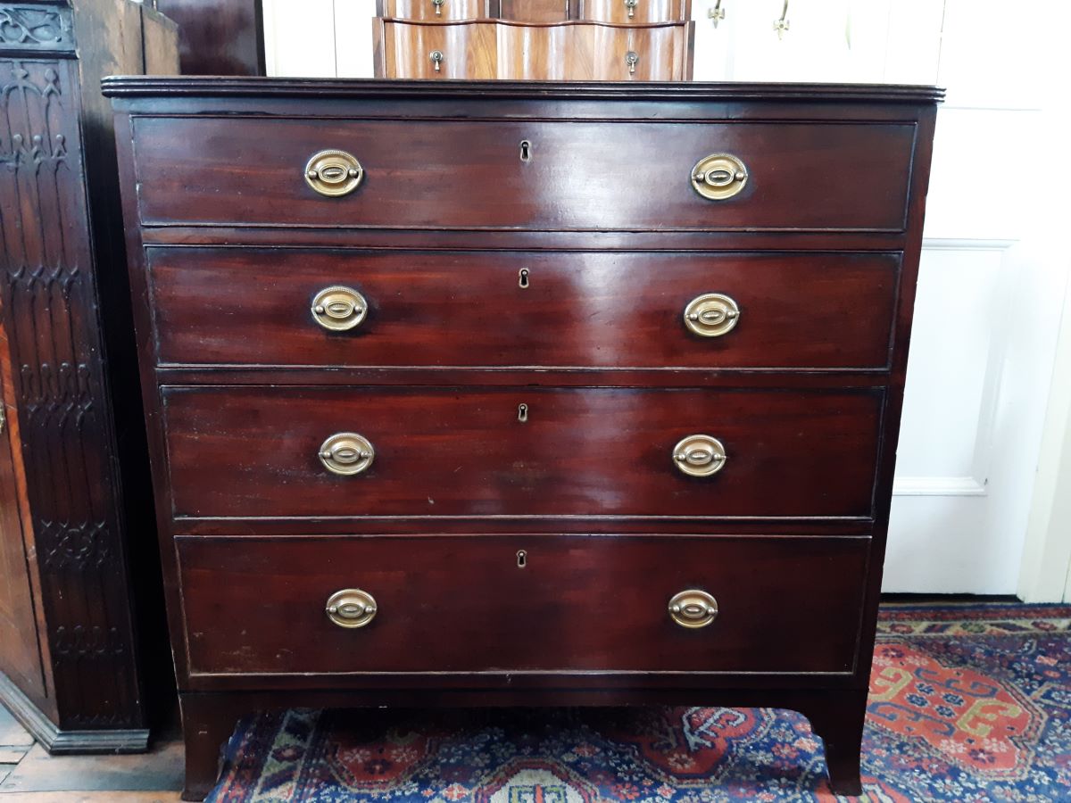 George 111 mahogany chest of 4 drawers