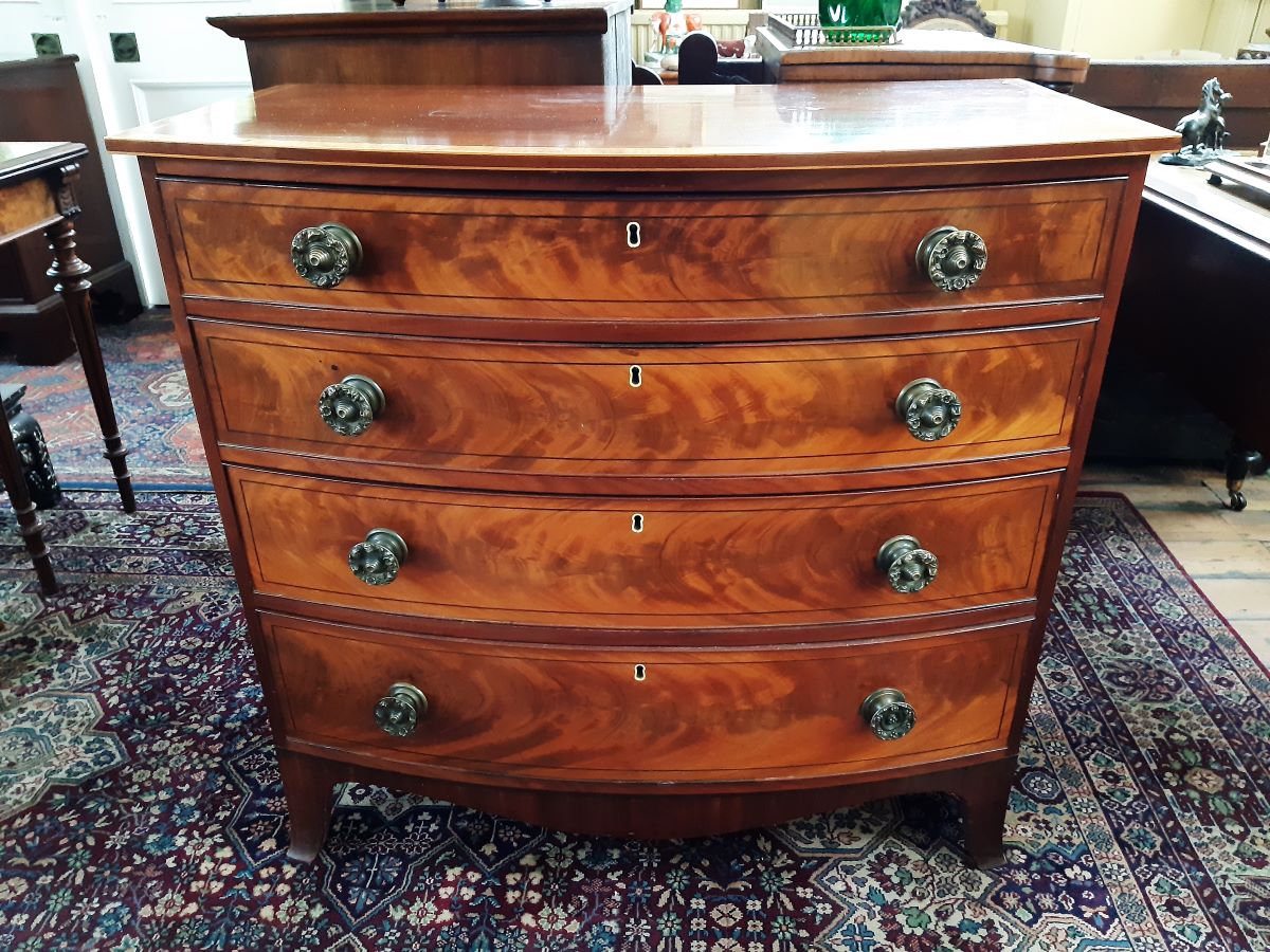 Regency Mahogany Bow-Front Chest Of Drawers