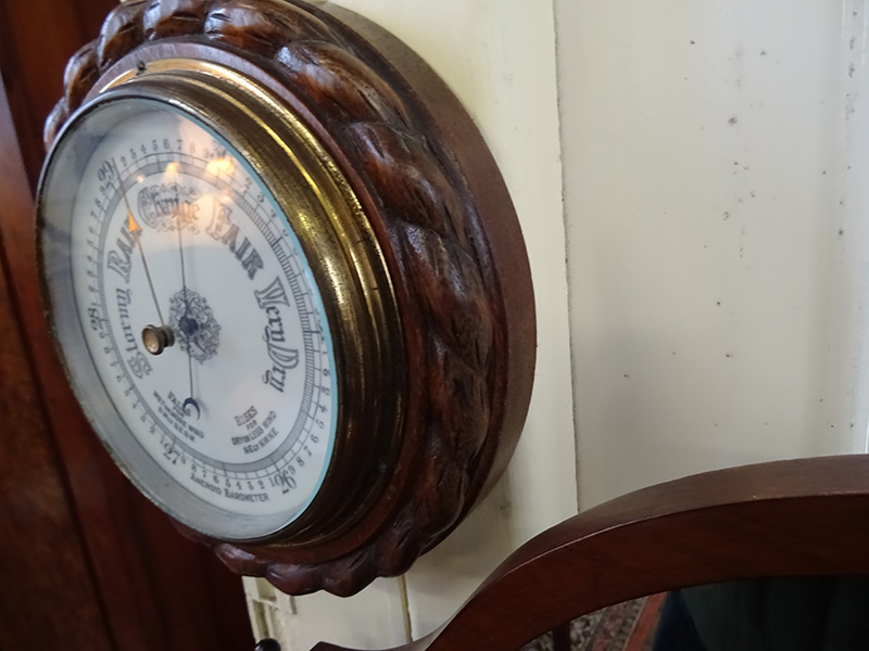 Edwardian oak round barometer