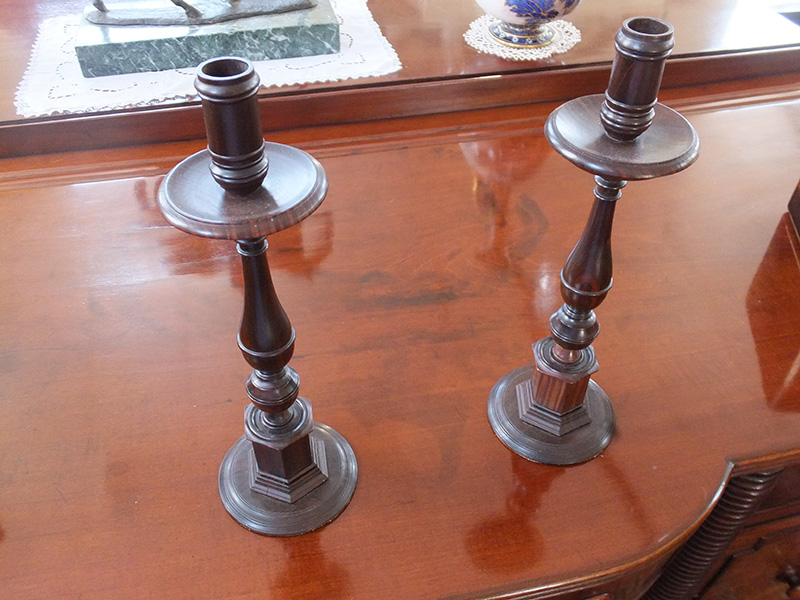 19th. century wooden candle sticks