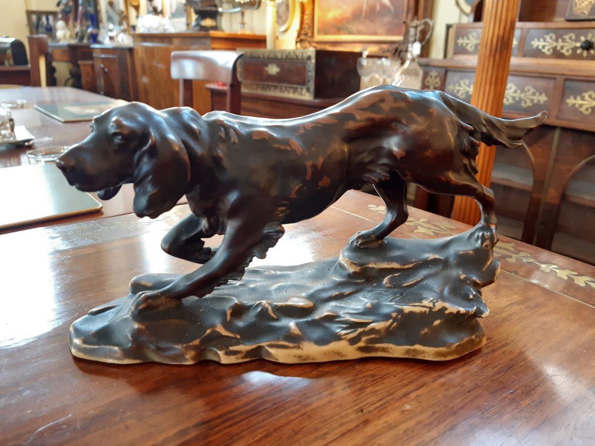 Bronzed Glazed Pottery Figure Of Dog