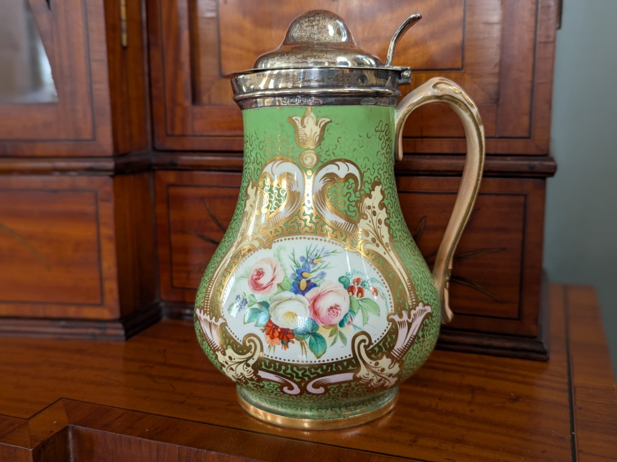 George III Porcelain, Silver Lid Jug