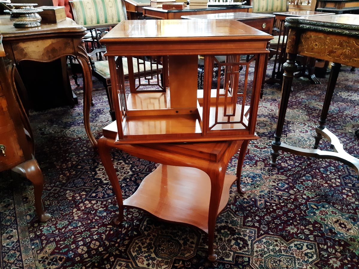 Edwardian satinwood revolving bookcase