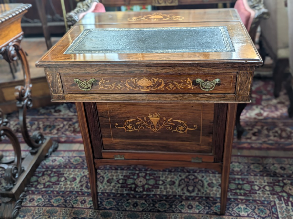 Late Victorian Rosewood Inlaid Davenport