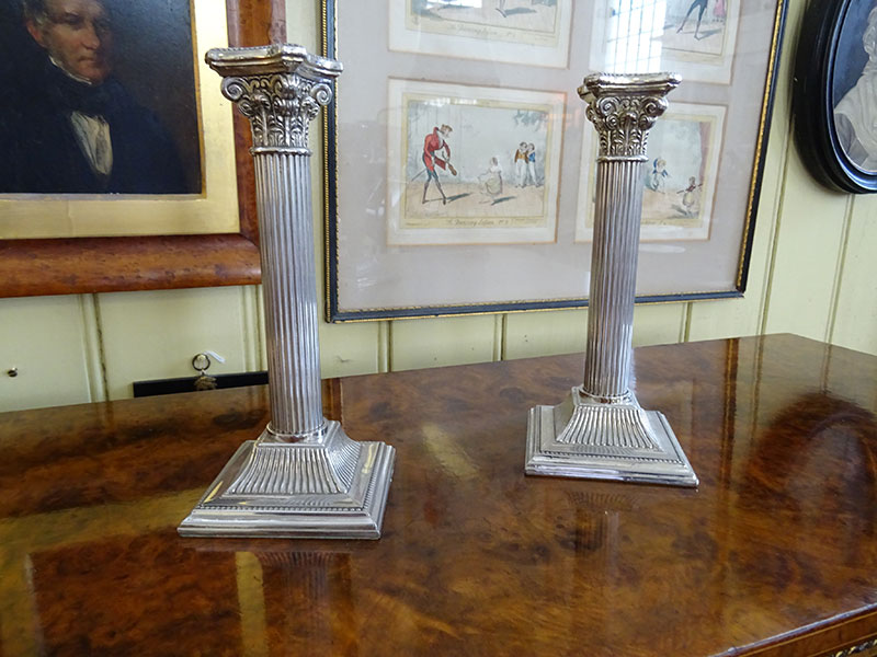 Pair of Victorian silver plate candlesticks