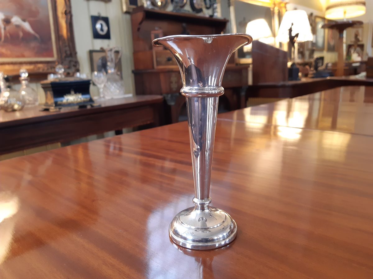 Silver trumpet spill vase by Joseph Gloster
