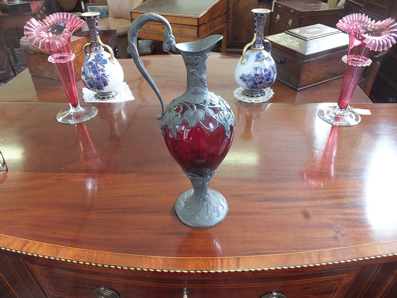 Victorian cranberry claret jug