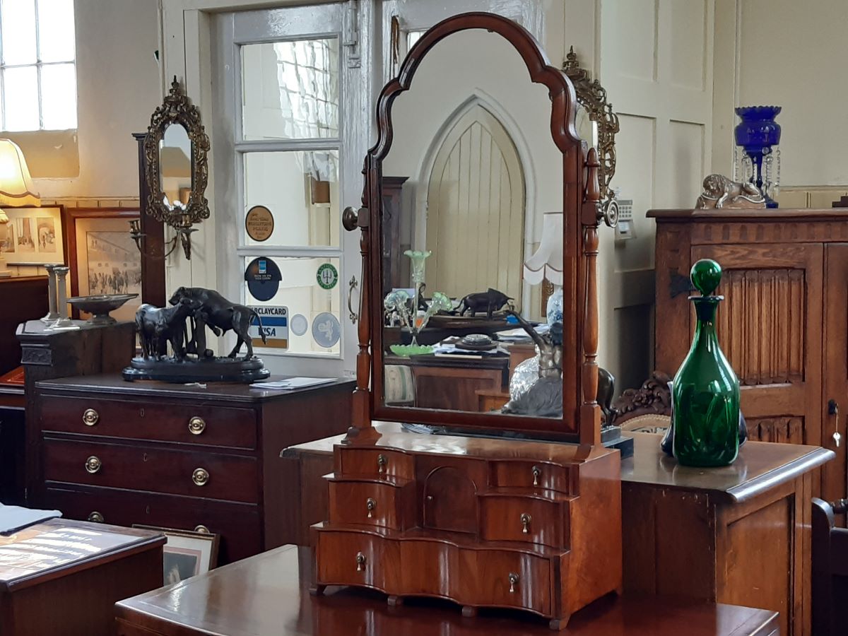 Antique walnut toilet mirror