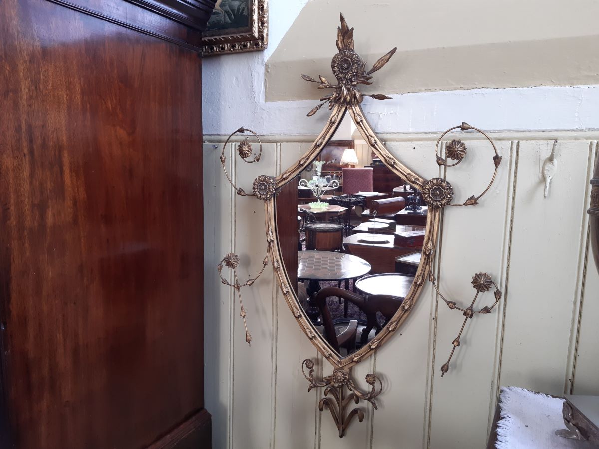 19th century shield shaped mirror