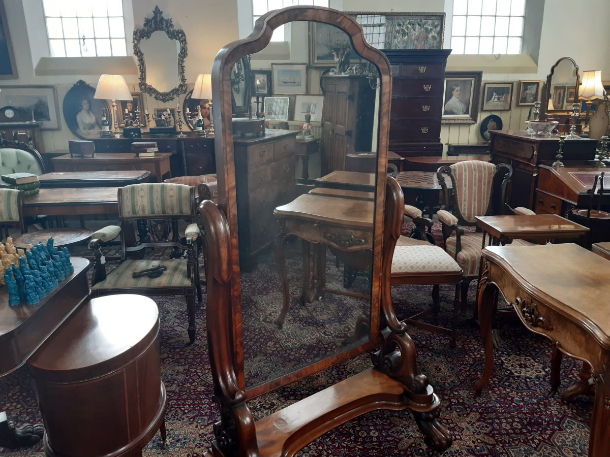 19th Century Mahogany Cheval Mirror