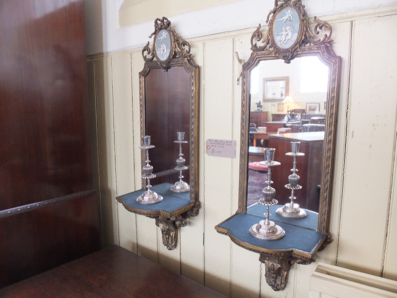Pair of 18th. century candle stand mirrors