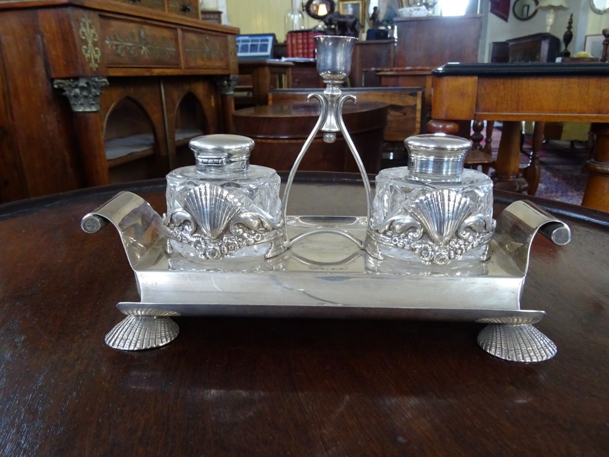 Victorian silver desk stand