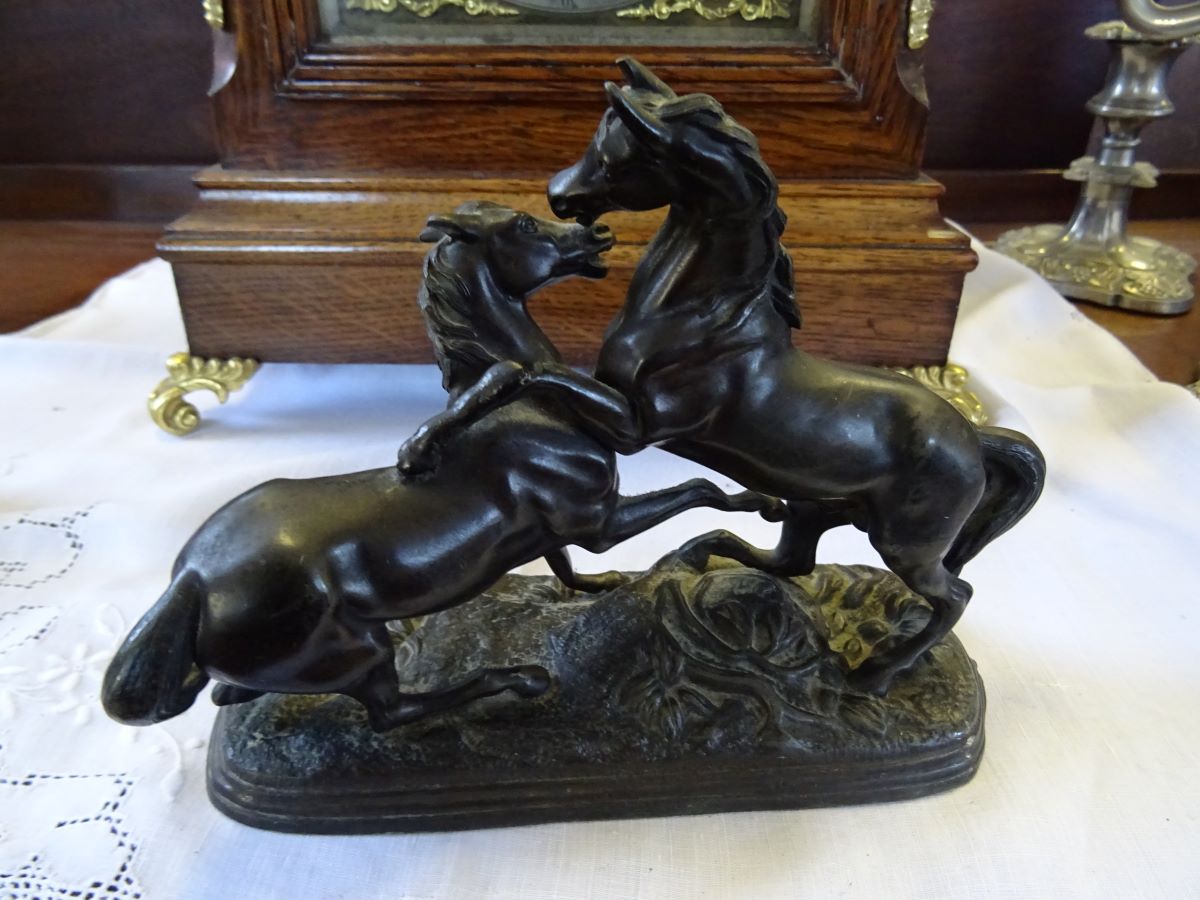 Late Victorian bronzed pair of horses