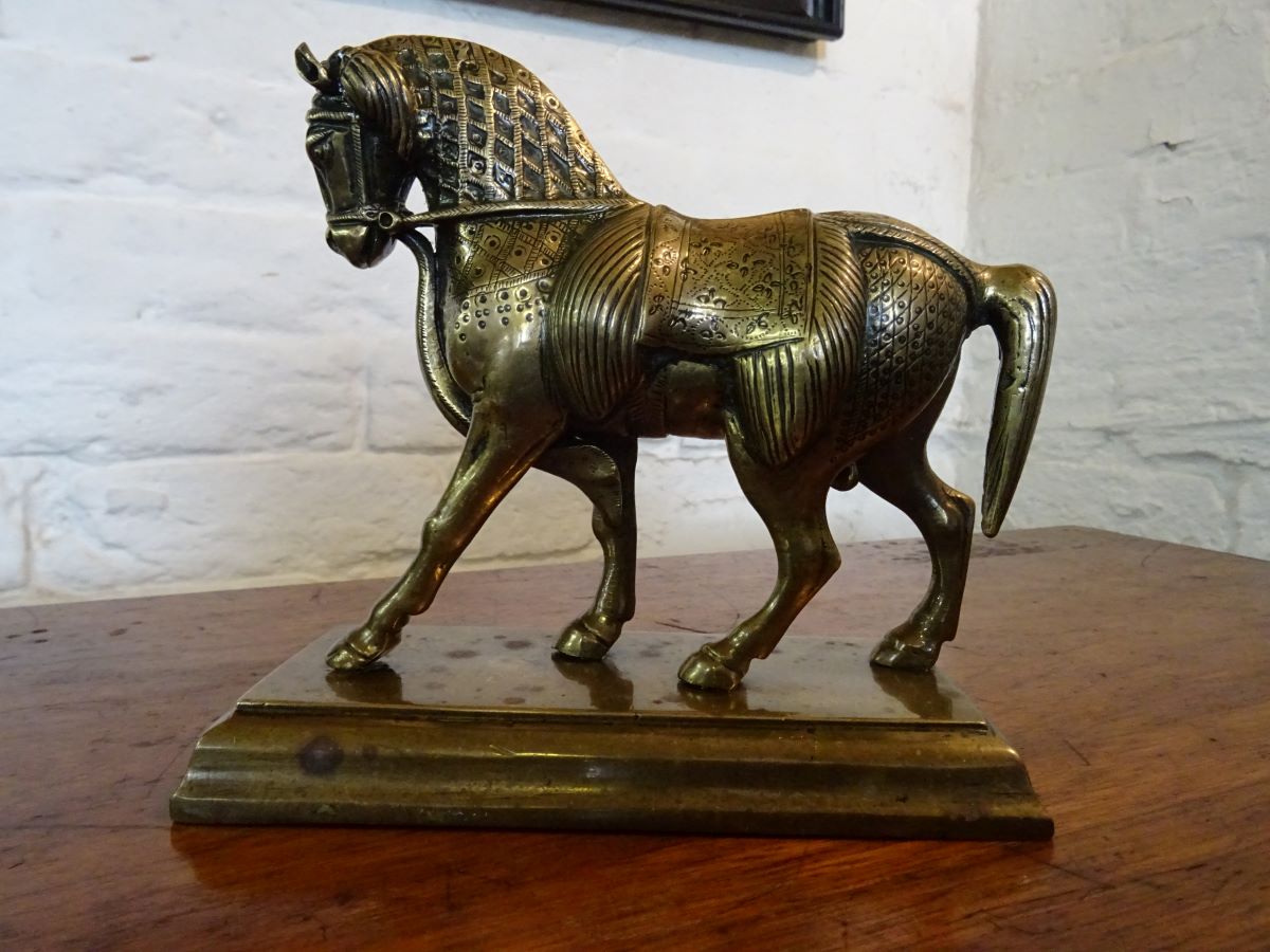 Pair of 19th Century Brass Tang Horses