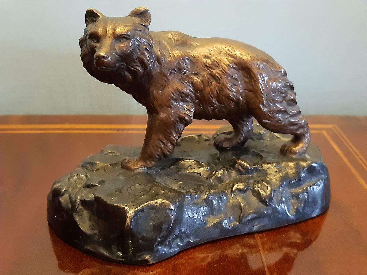 Small patinated bronze bear