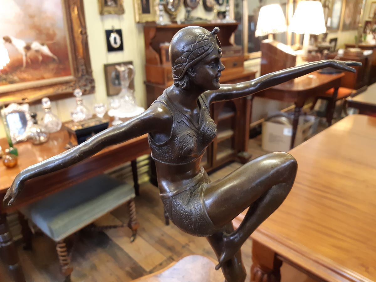 Art Deco bronze dancer on marble base