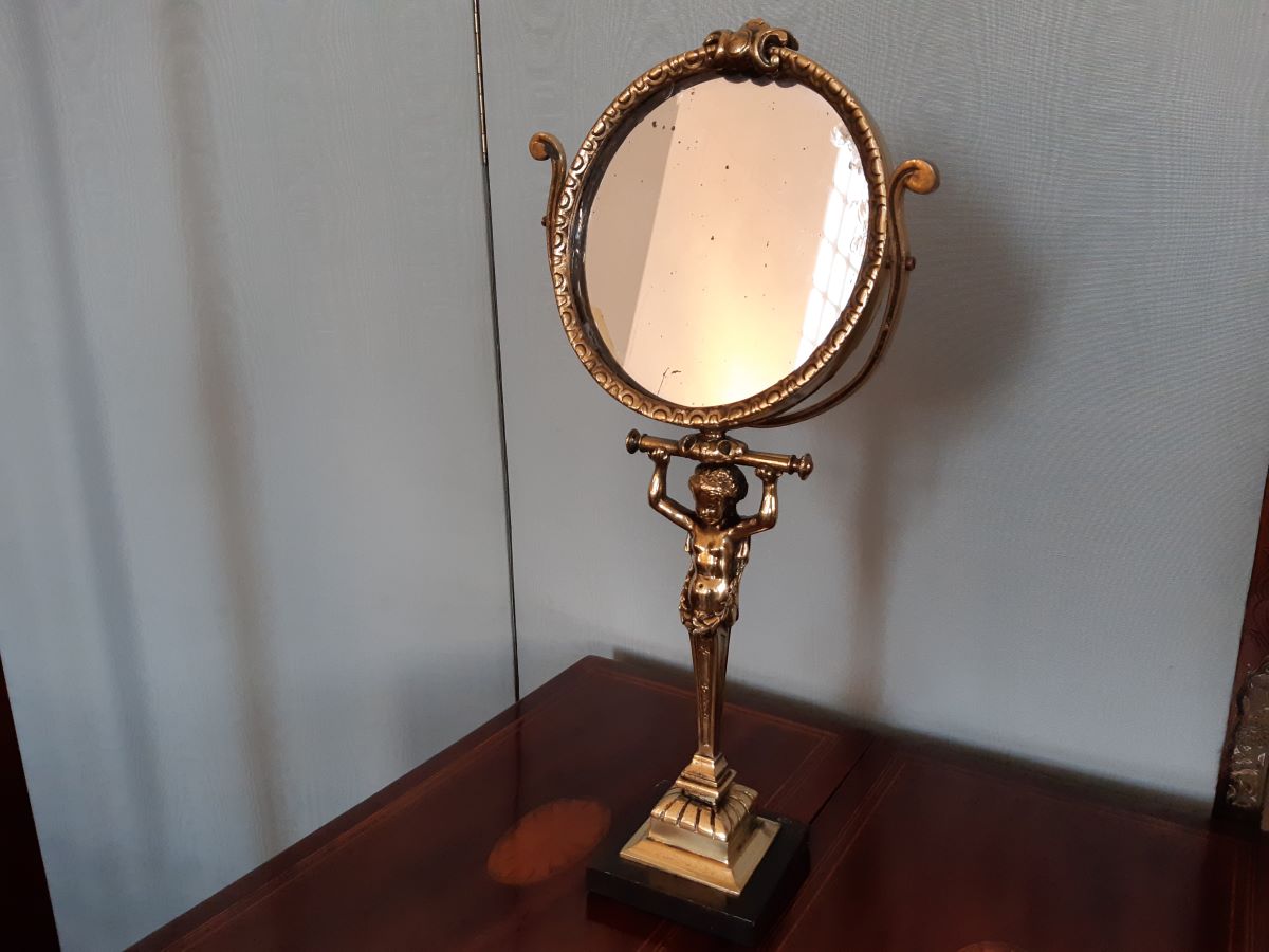 19th century bronze toilet mirror