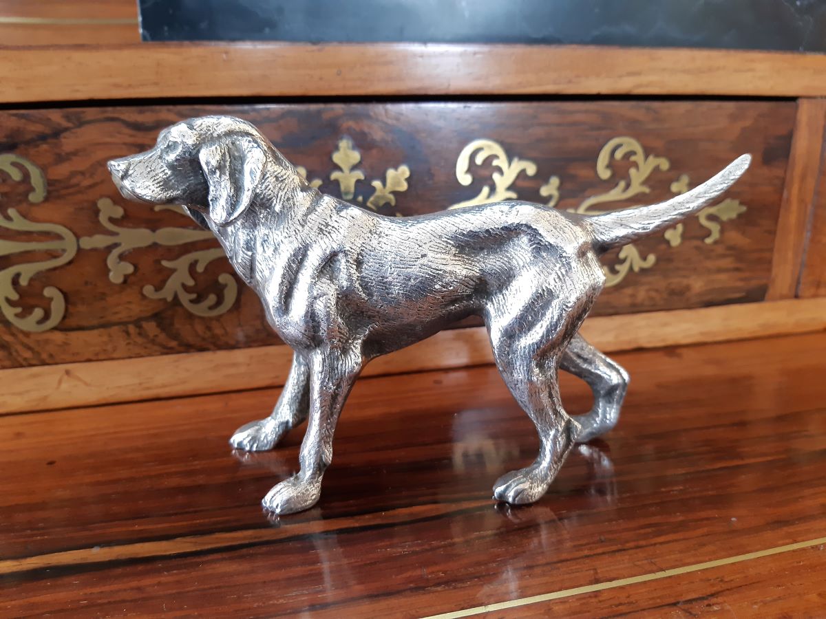 Nickel plate bronze dog c.1930s
