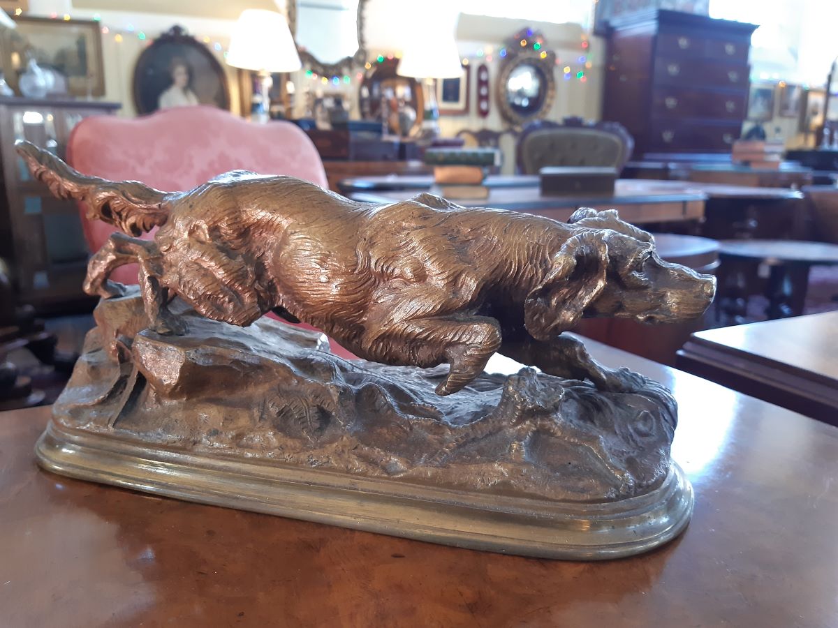 Art Deco Gilt Bronze Gun Dog