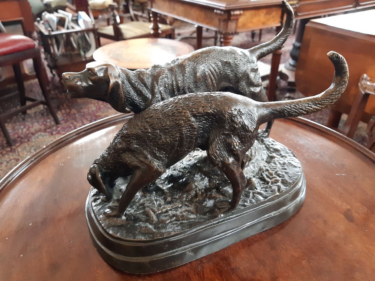 19th century bronze gun dogs