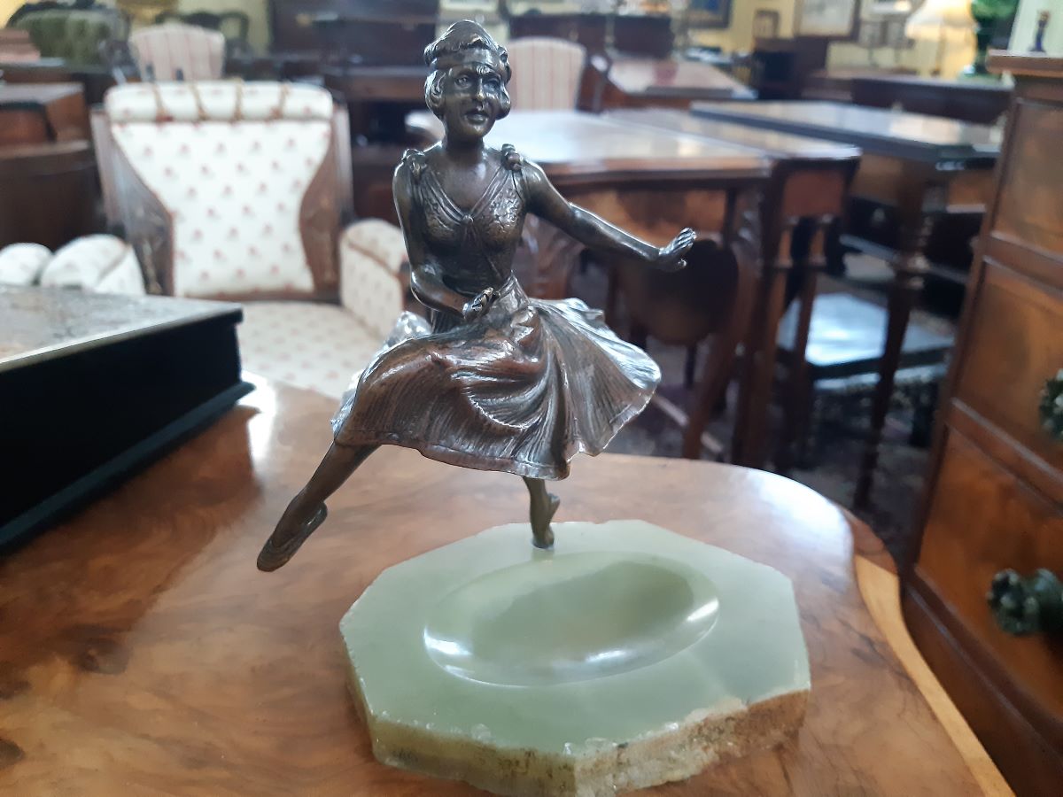 Art Deco Bronze Dancer Standing On Onyx Base