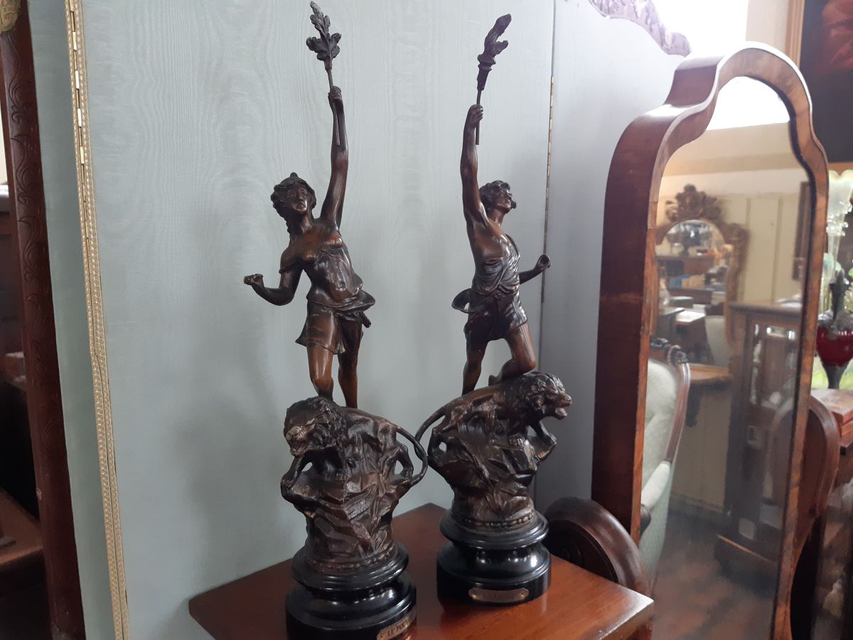 Pair Of Spelter Classical Figures