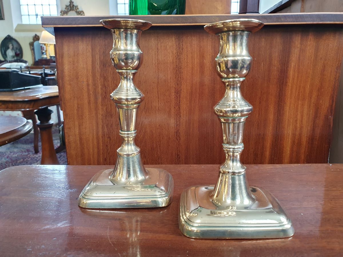 19th Century Brass Candlesticks-Pair