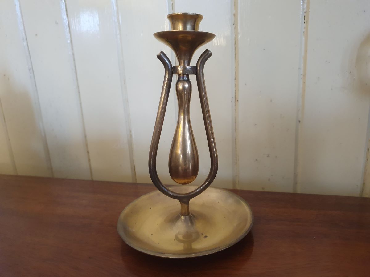 19th Century Brass Ships Candlestick