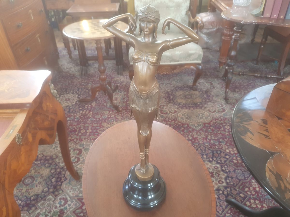 Art Deco Bonze Exotic Dancer On Marble Base