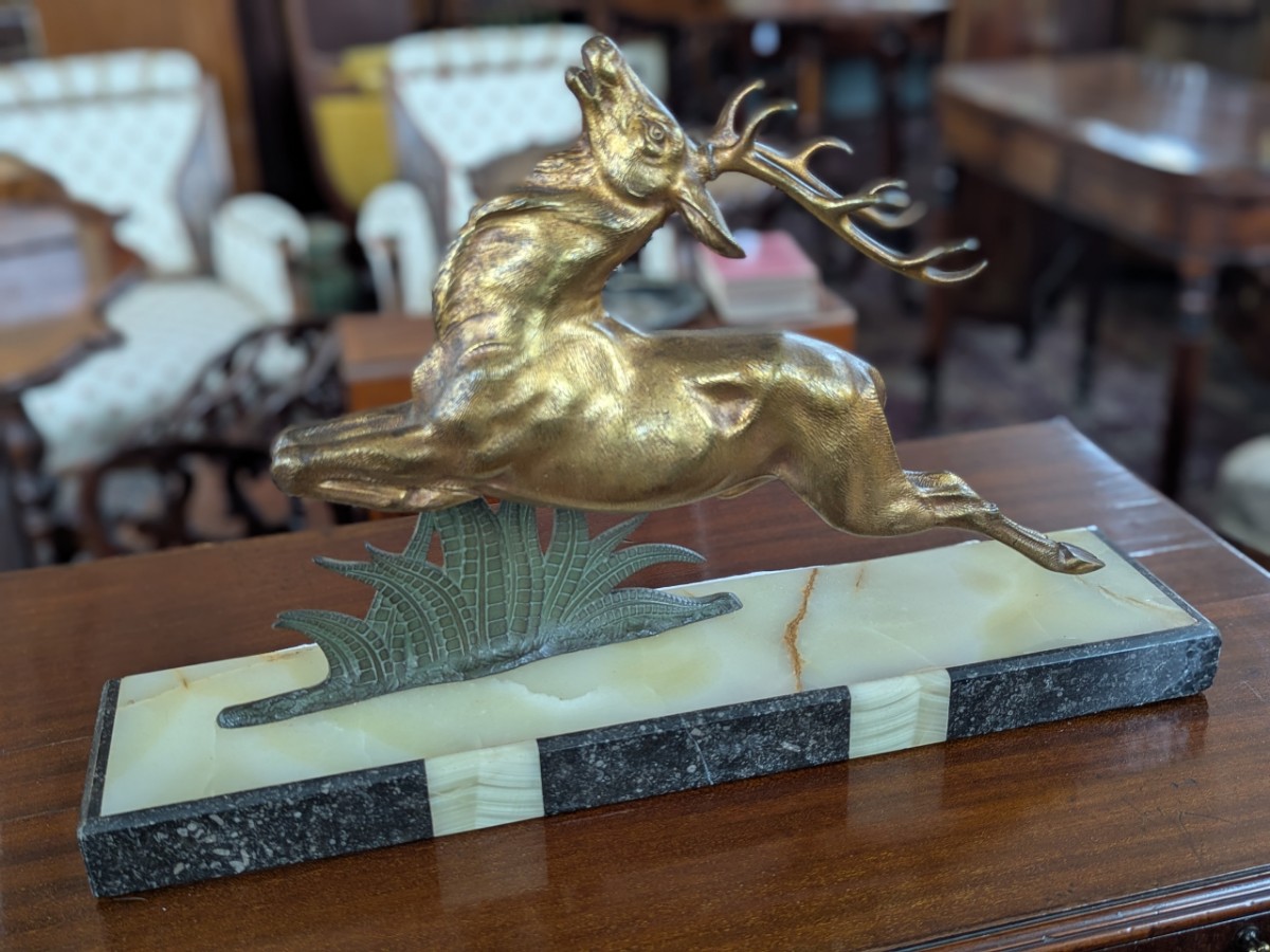 Art Deco French Bronze Stag