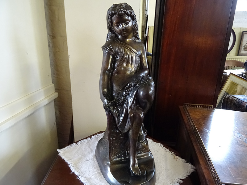 Brass Figure of a Seated Girl