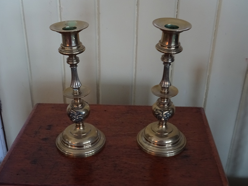 Pair of Victorian brass candlesticks