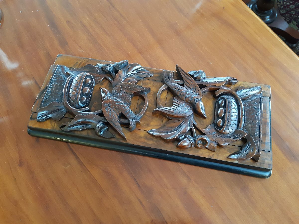 Carved rosewood bookslide