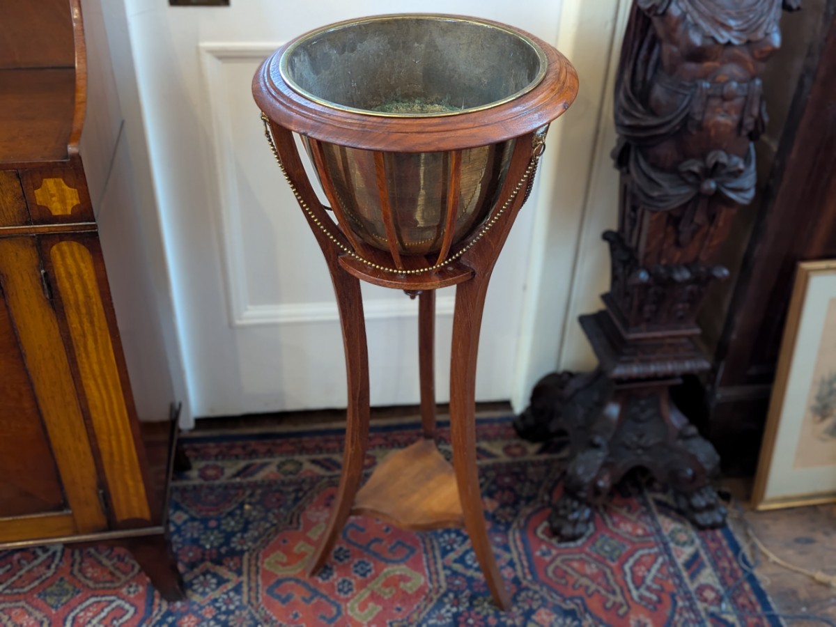 Edwardian Inlaid Mahogany Jardiniere/ Plantstand