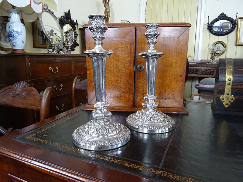 Pair of Ornate 19th Century French Silver Candlesticks
