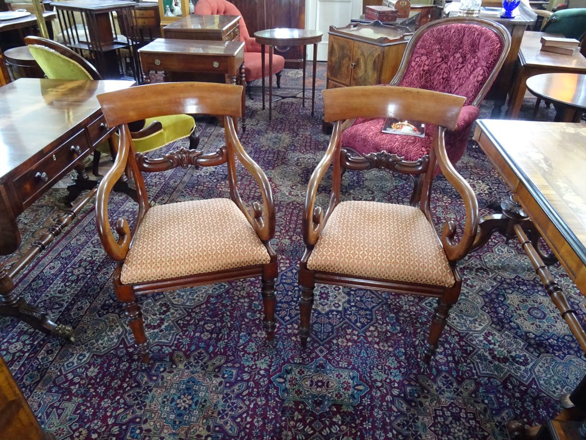 Pair George IV Mahogany Elbow Chairs