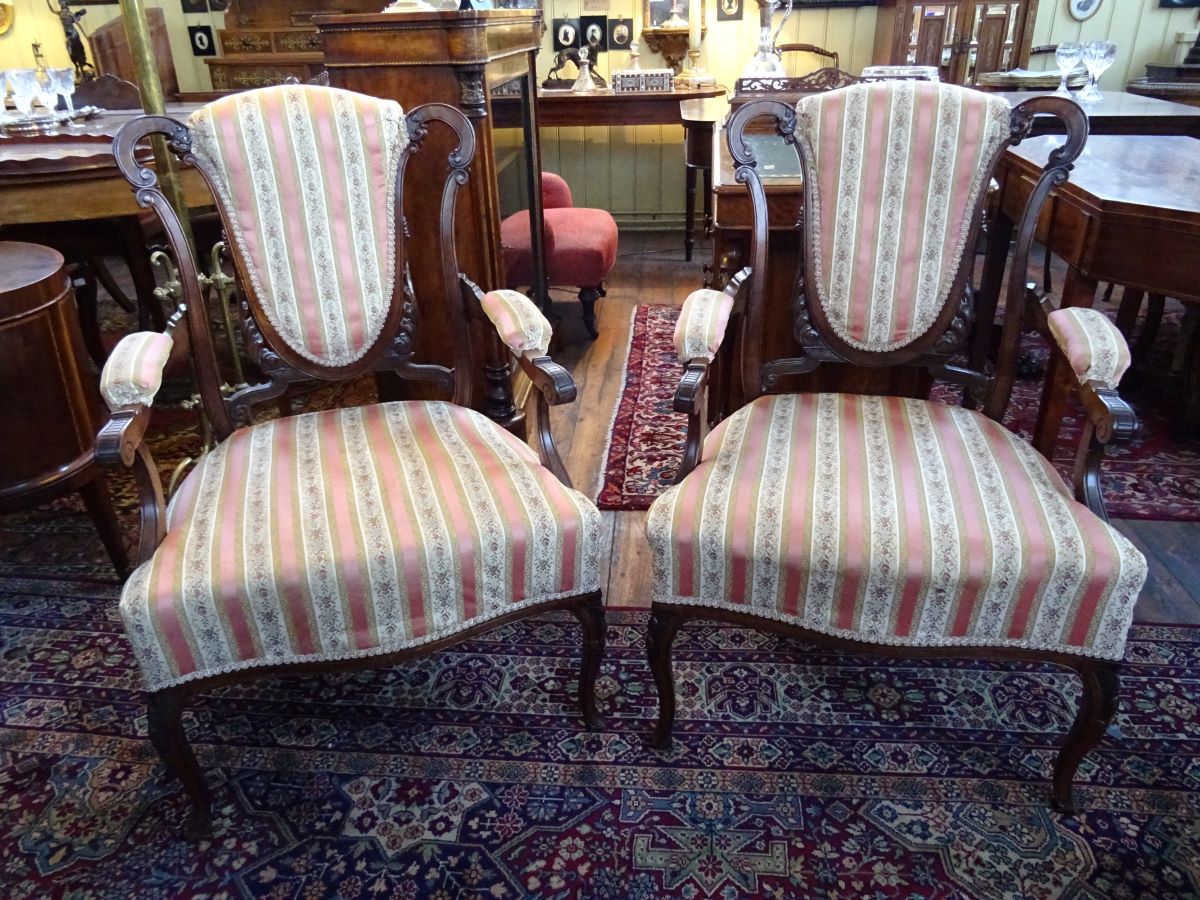 Pair Victorian armchairs