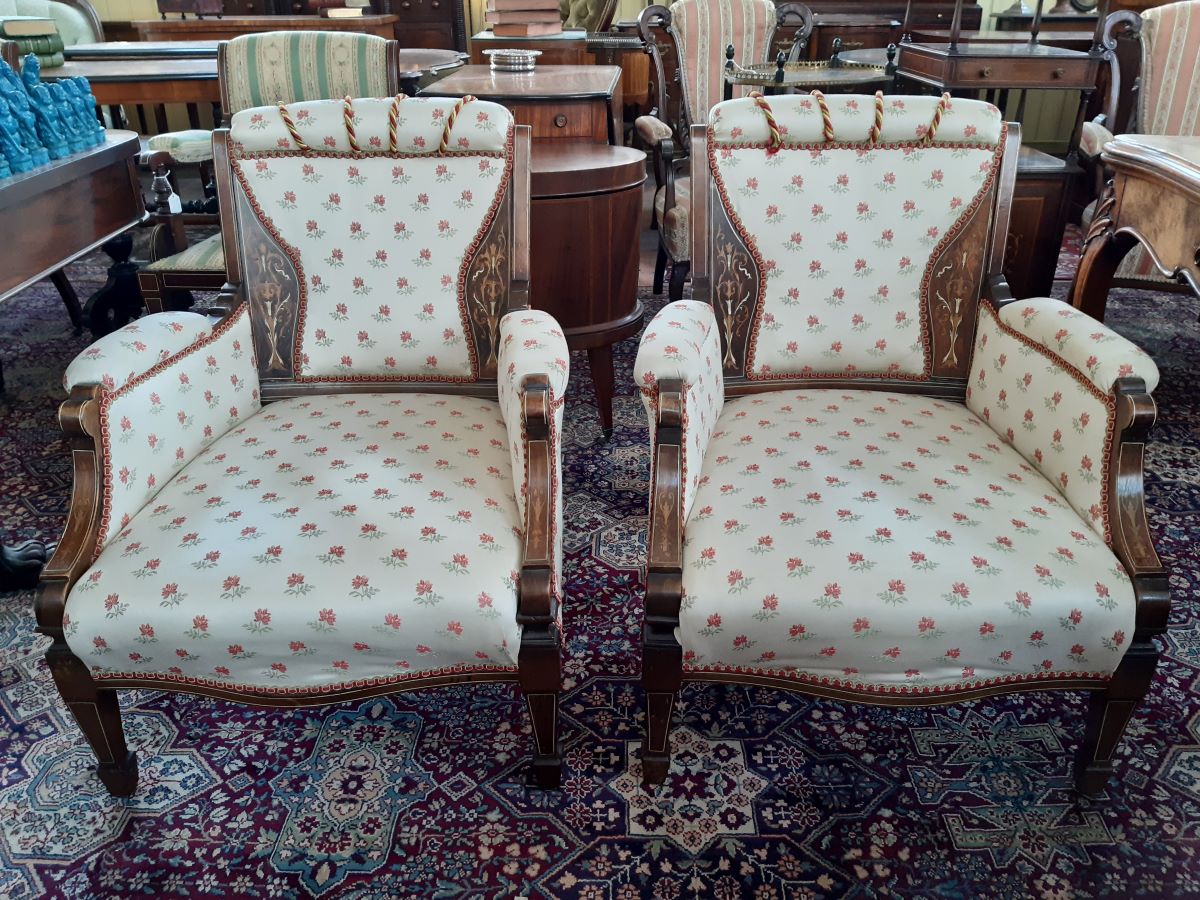 Pair Of Late Victorian Rosewood Parlour Chairs