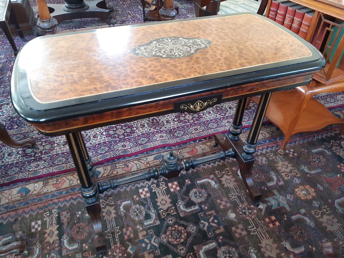 Victorian inlaid card table