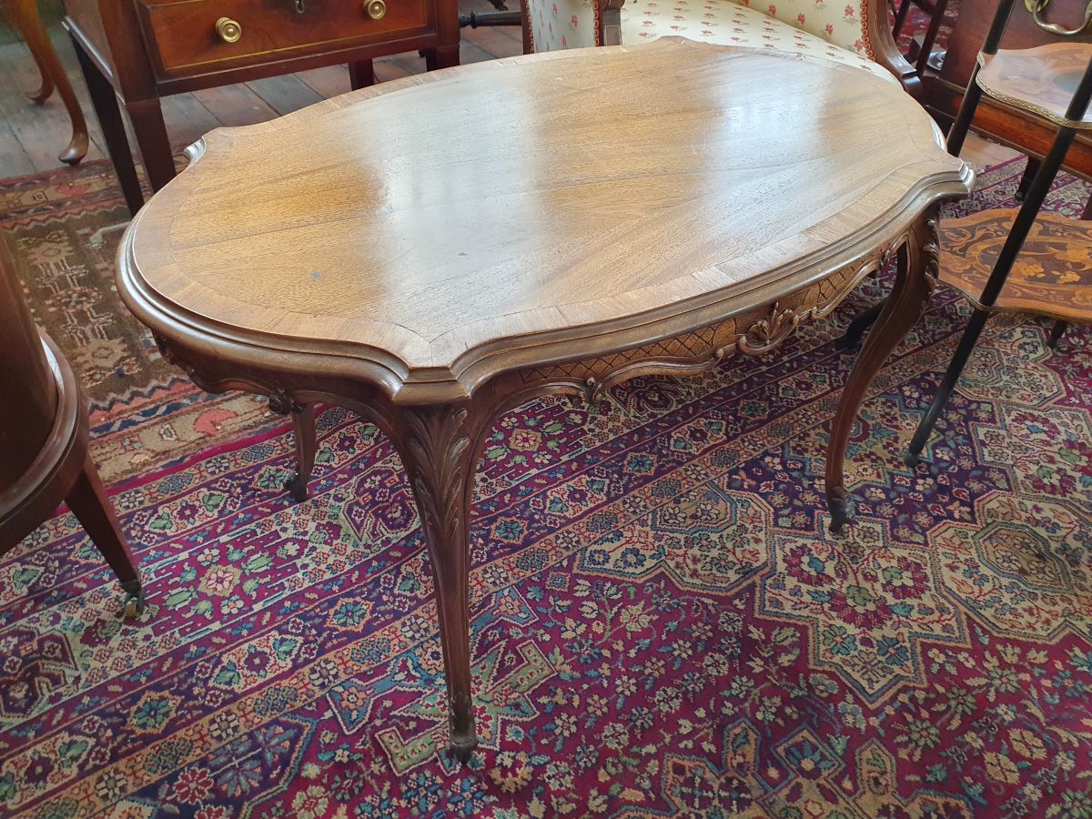 French Shaped Crossbanded Mahogany Coffee Table
